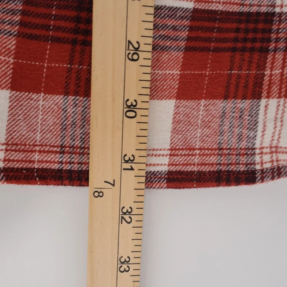 NEW Lands' End Plaid Flannel Button Down Shirt Orange Long Sleeve Mens Large